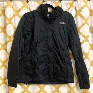 Women’s black North Face raincoat